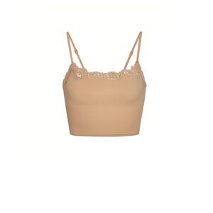 SKIMS FITS EVERYBODY CORDED LACE CROPPED CAMI | CLAY